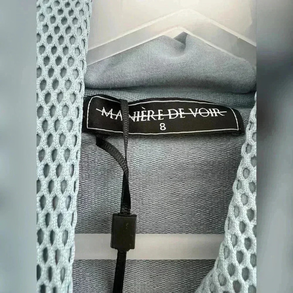 Maniere De Voir Mesh Hood Banded Hoodie in Steel Blue NEW WITH TAG - Picture 3 of 6